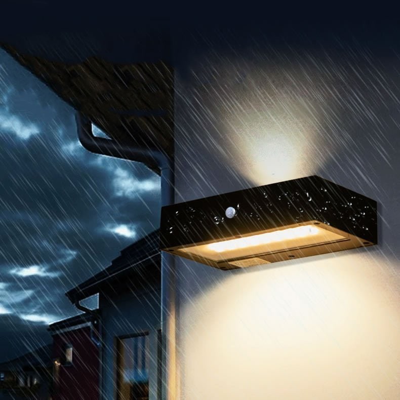 Outdoor Wall Sconce Light with Up and Down LED Lighting and Motion Sensor Exterior