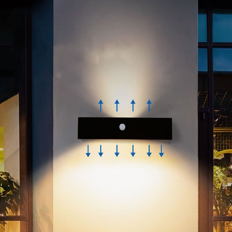 Outdoor Wall Sconce Light with Up and Down LED Lighting and Motion Sensor Exterior