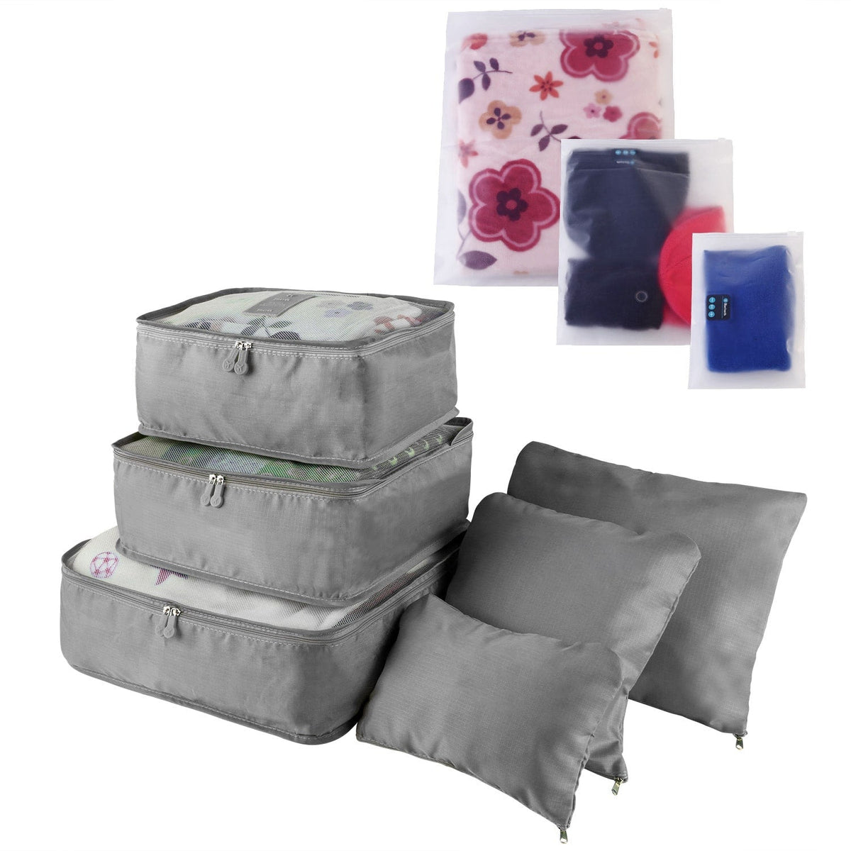 Packing Cubes and Compression Bags Travel Organizer Set with Pouches 6-Piece Luggage Traveling