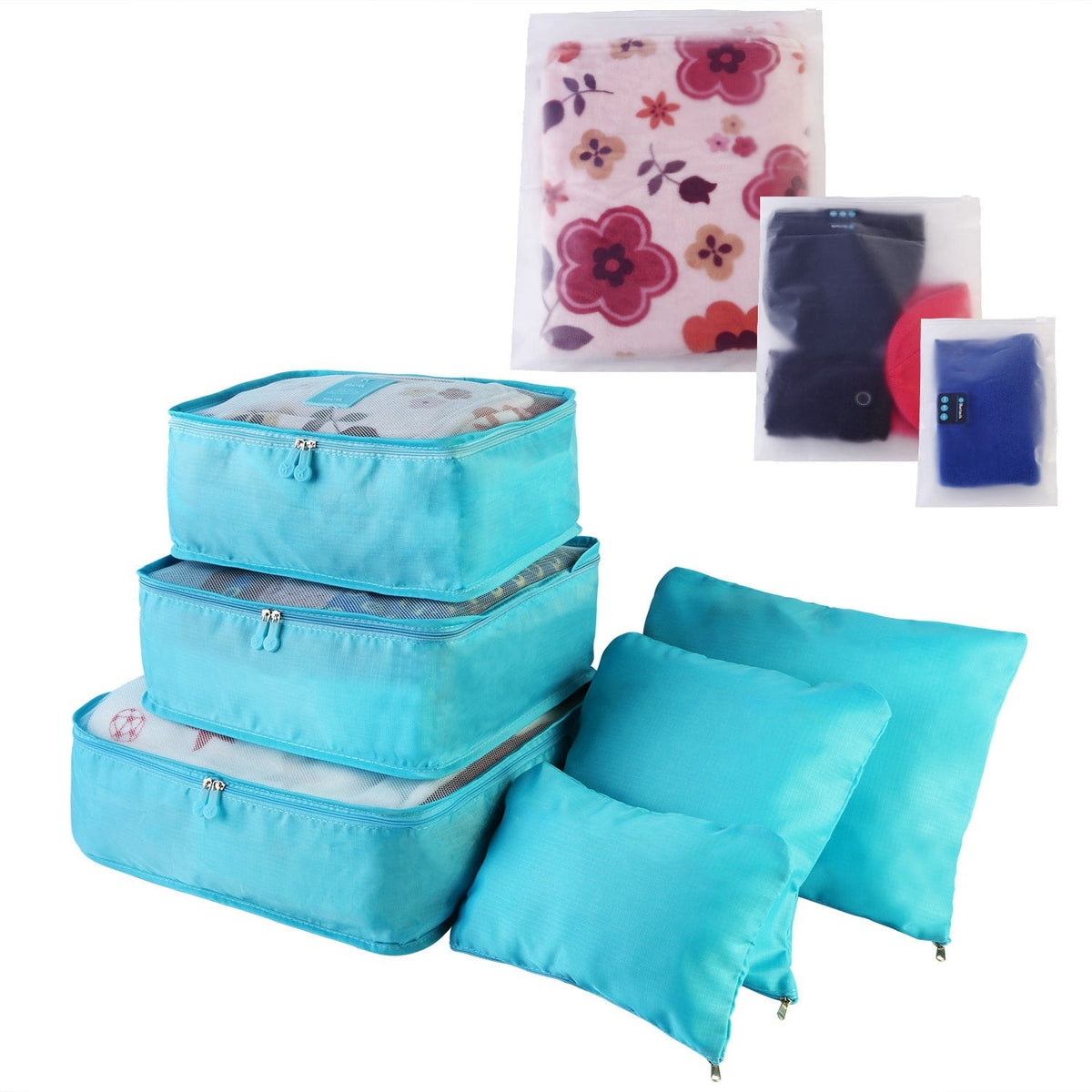 Packing Cubes and Compression Bags Travel Organizer Set with Pouches 6-Piece Luggage Traveling