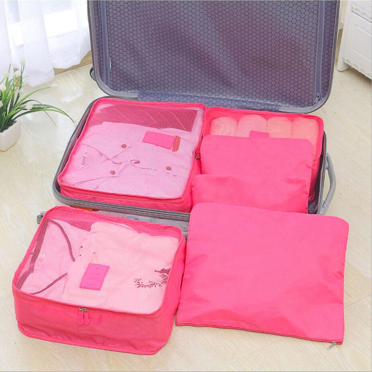 Packing Cubes and Compression Bags Travel Organizer Set with Pouches 6-Piece Luggage Traveling