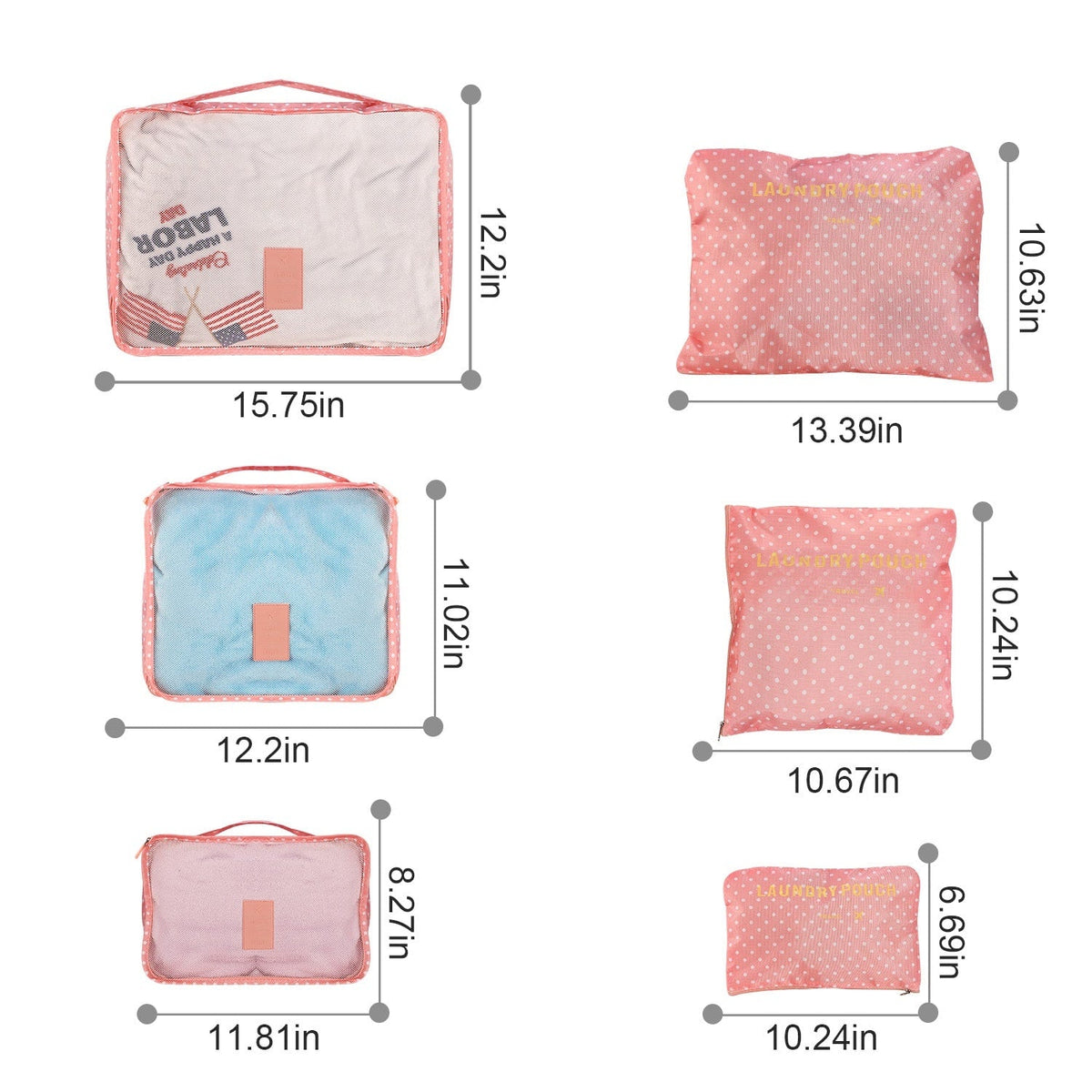 Packing Cubes and Compression Bags Travel Organizer Set with Pouches 6-Piece Luggage Traveling