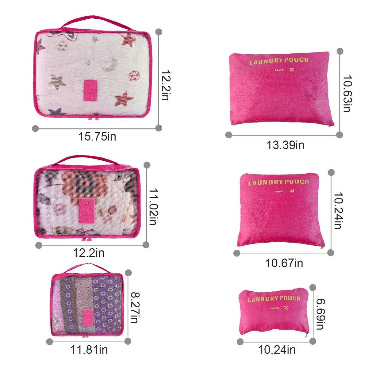 Packing Cubes and Compression Bags Travel Organizer Set with Pouches 6-Piece Luggage Traveling