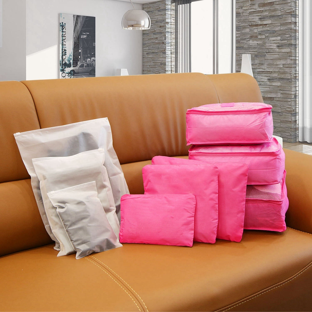 Packing Cubes and Compression Bags Travel Organizer Set with Pouches 6-Piece Luggage Traveling