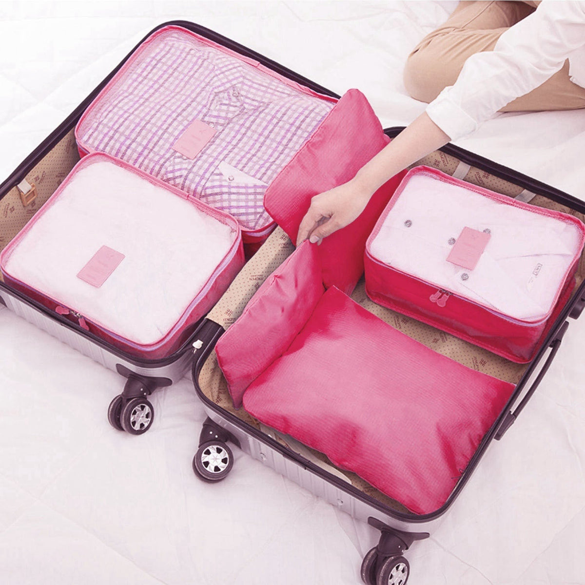 Packing Cubes and Compression Bags Travel Organizer Set with Pouches 6-Piece Luggage Traveling
