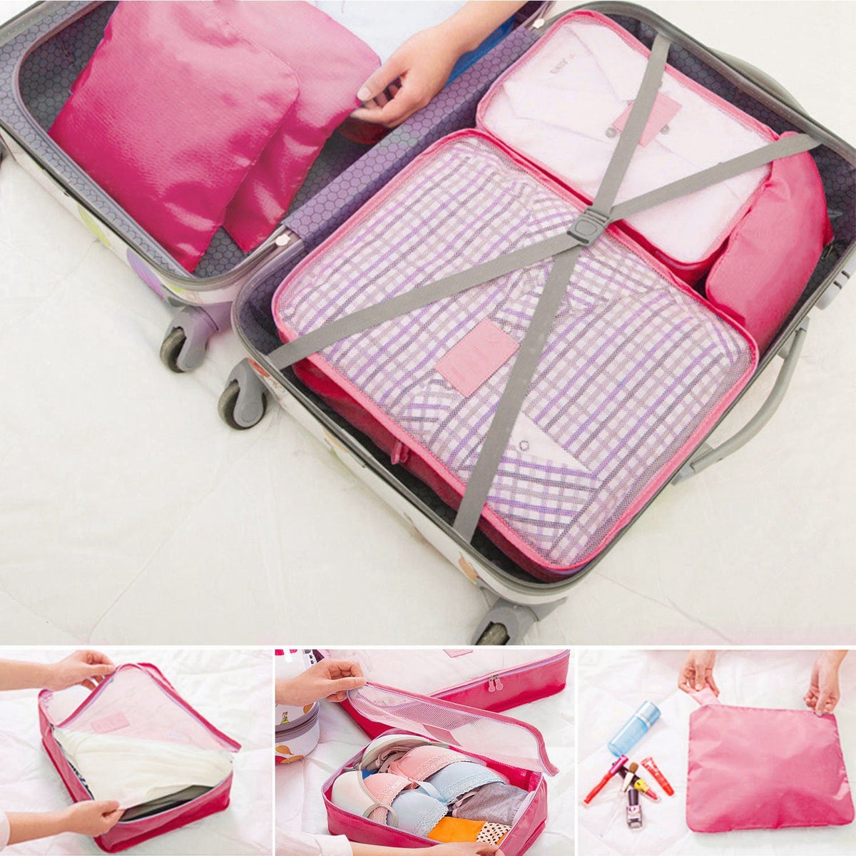 Packing Cubes and Compression Bags Travel Organizer Set with Pouches 6-Piece Luggage Traveling