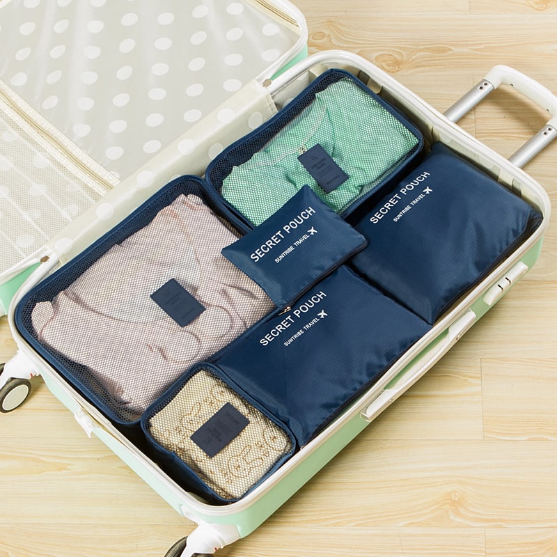 Packing Cubes Travel Organizer Set with Mesh Panels 6-Piece Lightweight Luggage Storage Pouches
