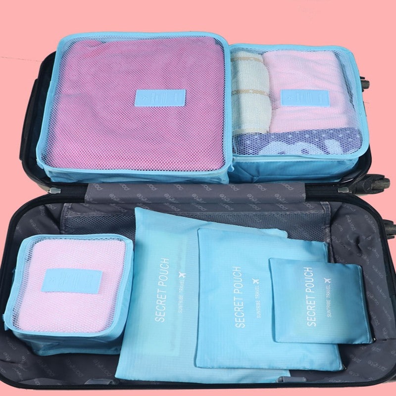 Packing Cubes Travel Organizer Set with Mesh Panels 6-Piece Lightweight Luggage Storage Pouches