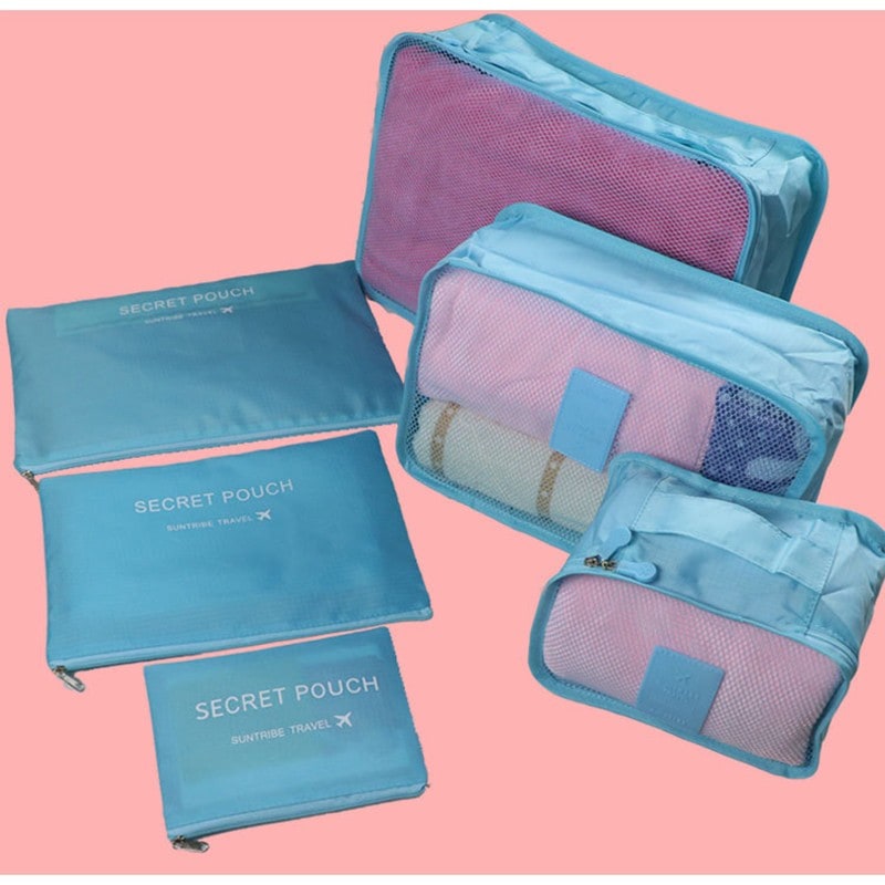 Packing Cubes Travel Organizer Set with Mesh Panels 6-Piece Lightweight Luggage Storage Pouches