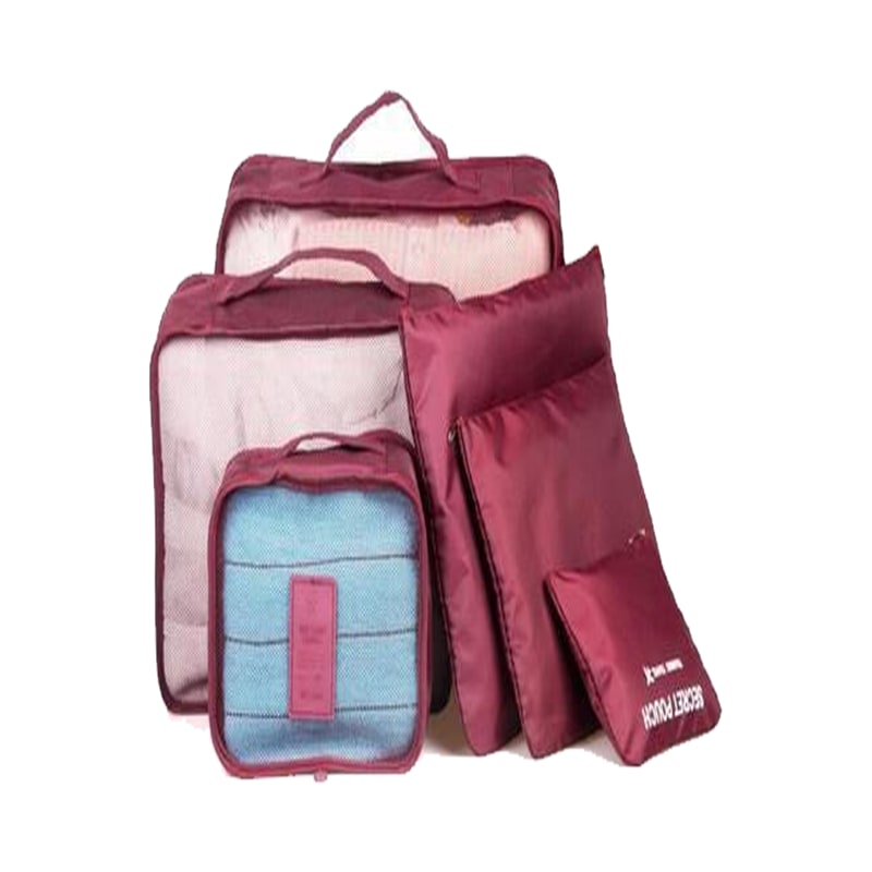 Packing Cubes Travel Organizer Set with Mesh Panels 6-Piece Lightweight Luggage Storage Pouches