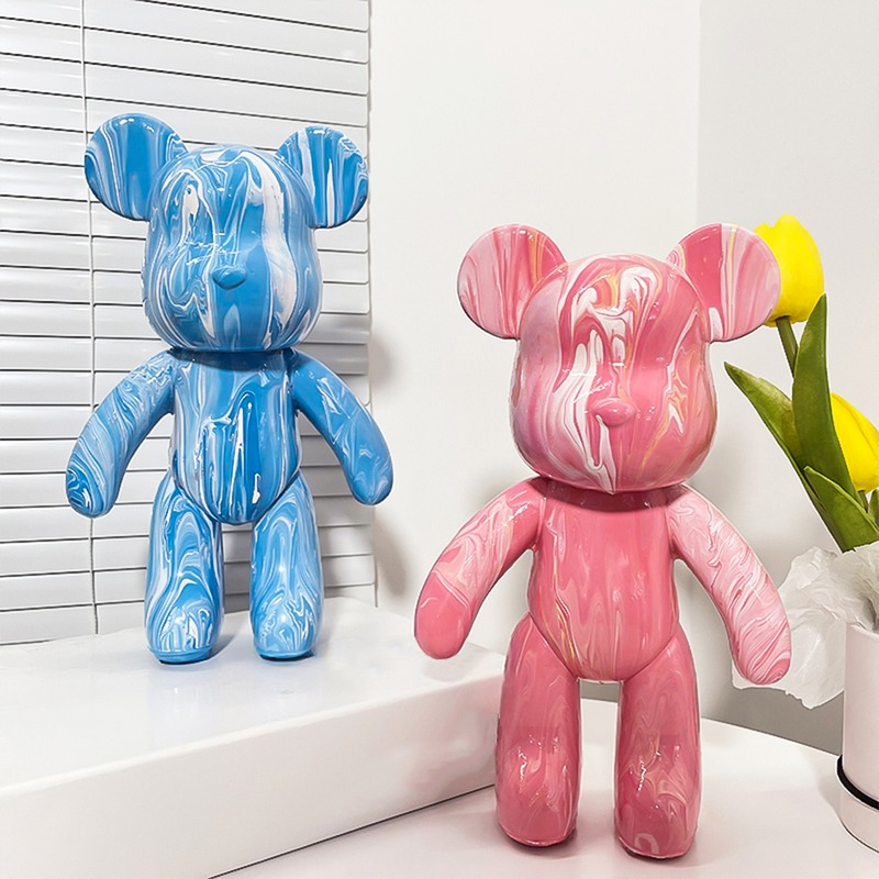 Paint Your Own Fluid Art Bear with Jointed Arms and Marbled Vinyl Canvas Polar