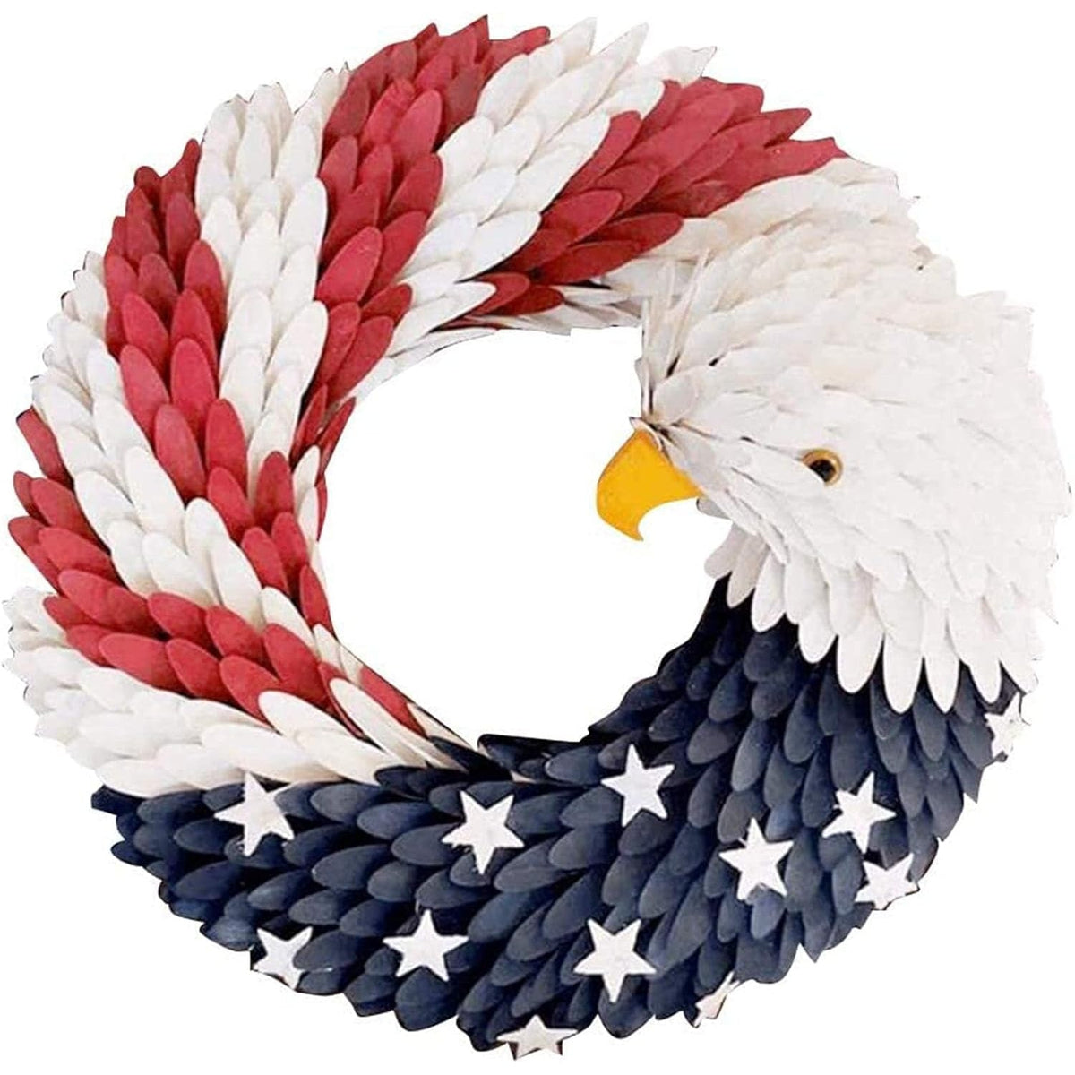 Patriotic Wreath Bald Eagle Door Decorative Circular Striped Outdoor Fourth Of July
