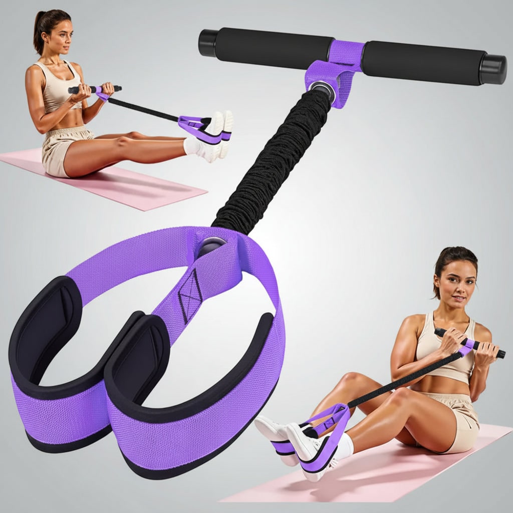 Pedal Resistance Band with Foam Handlebar and Foot Straps for Core Workouts Elastic