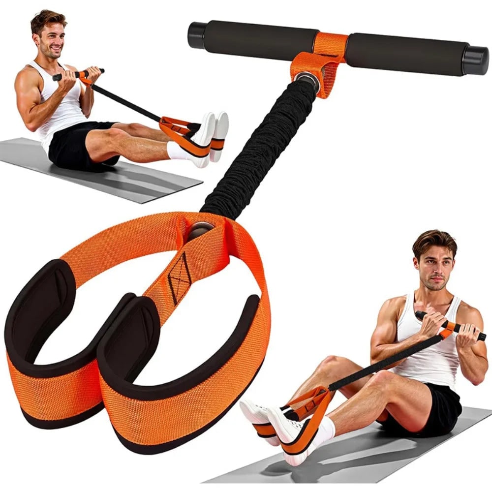 Pedal Resistance Band with Foam Handlebar and Foot Straps for Core Workouts Elastic