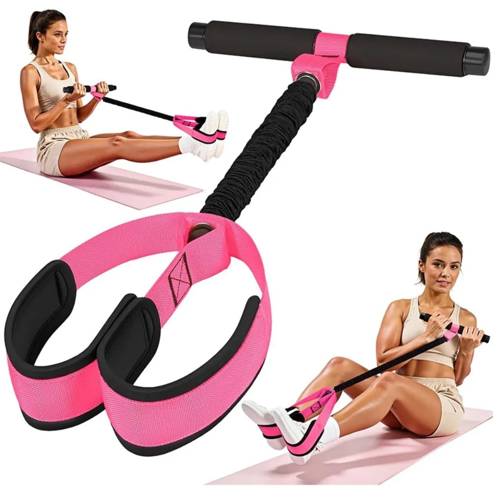 Pedal Resistance Band with Foam Handlebar and Foot Straps for Core Workouts Elastic