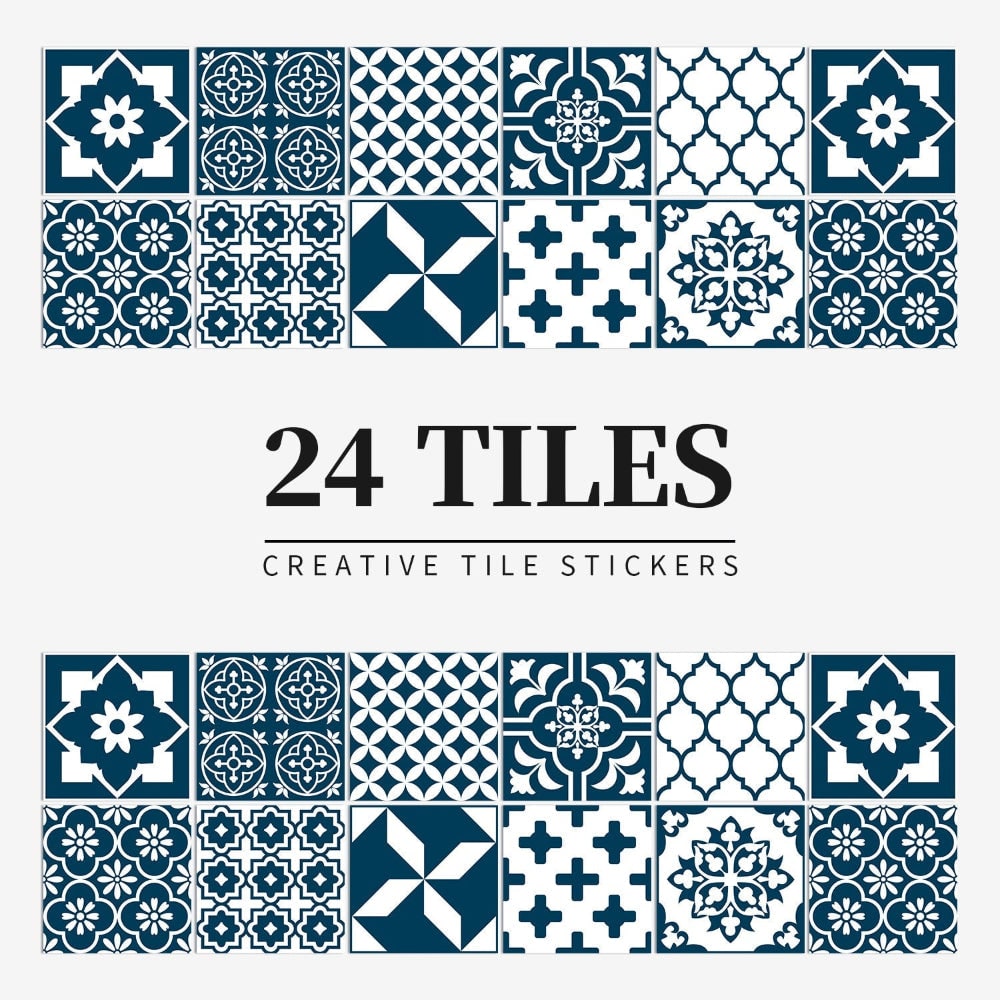 Peel and Stick Tile Backsplash Wall Art Decor Stickers with Mandala Patterns Pack of 24