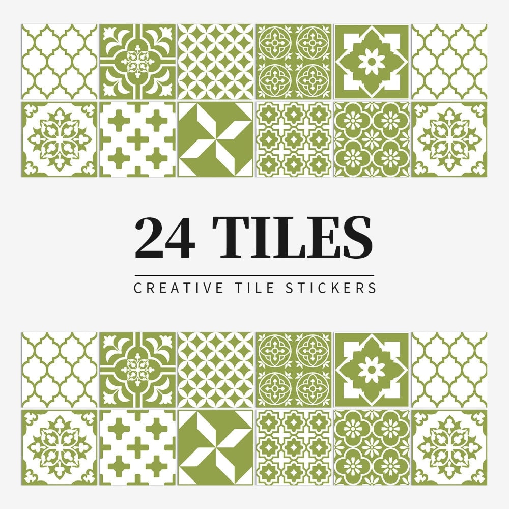Peel and Stick Tile Backsplash Wall Art Decor Stickers with Mandala Patterns Pack of 24