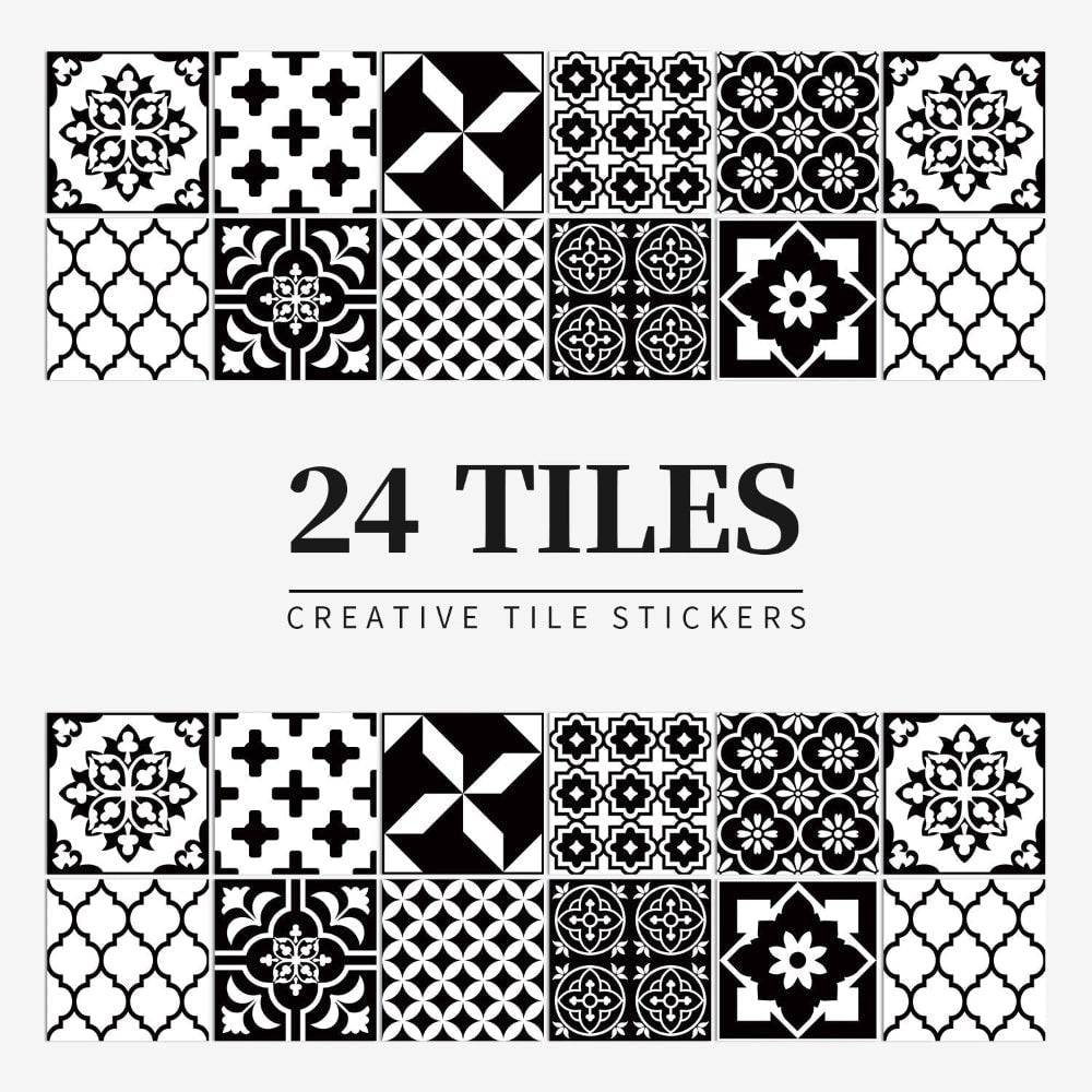 Peel and Stick Tile Backsplash Wall Art Decor Stickers with Mandala Patterns Pack of 24