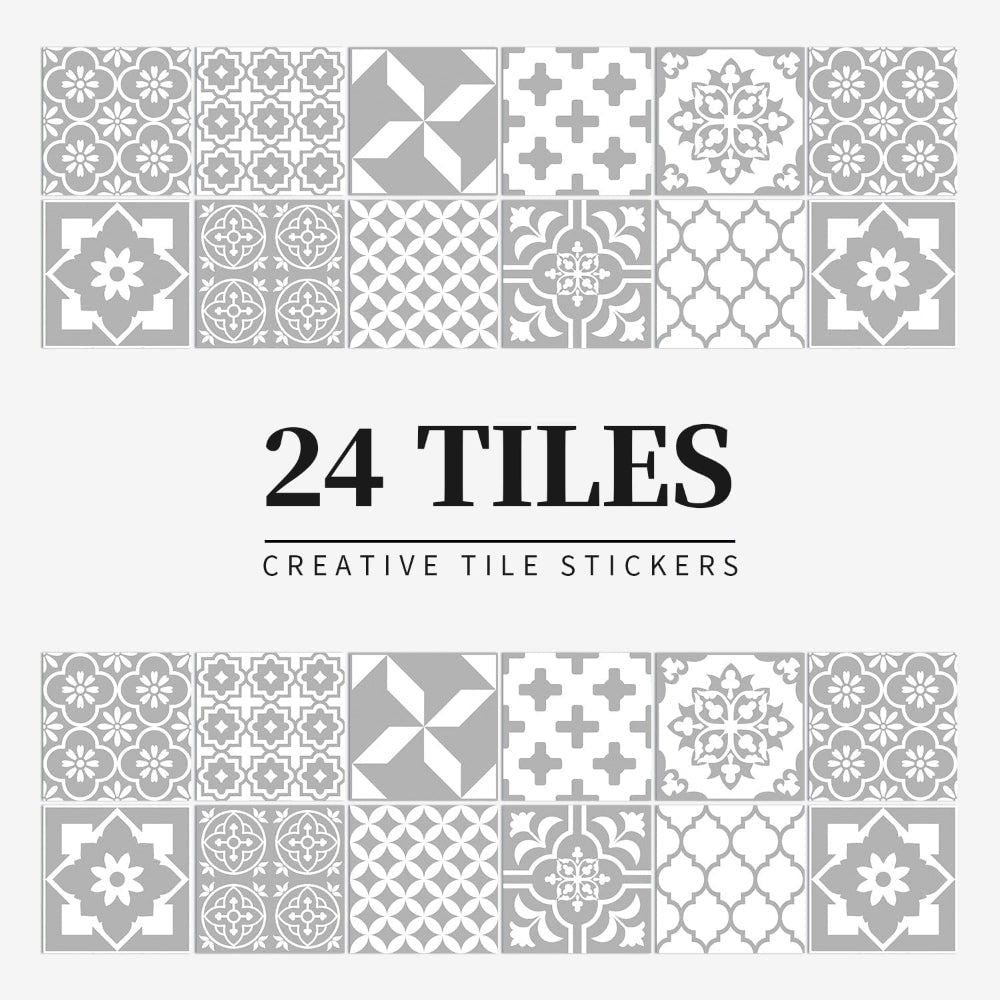 Peel and Stick Tile Backsplash Wall Art Decor Stickers with Mandala Patterns Pack of 24