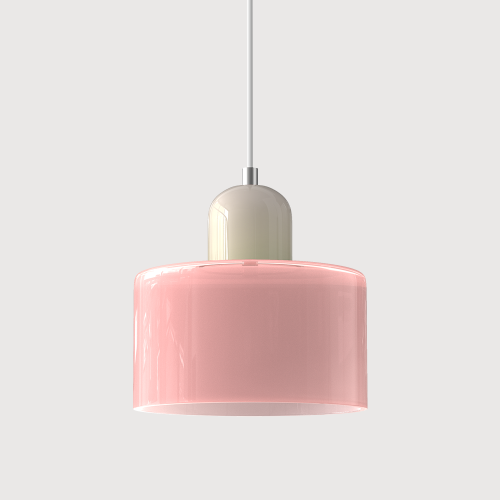 Mid-Century Modern Pendant Light Fixture with Warm White and Two-Tier Frosted Glass Shade
