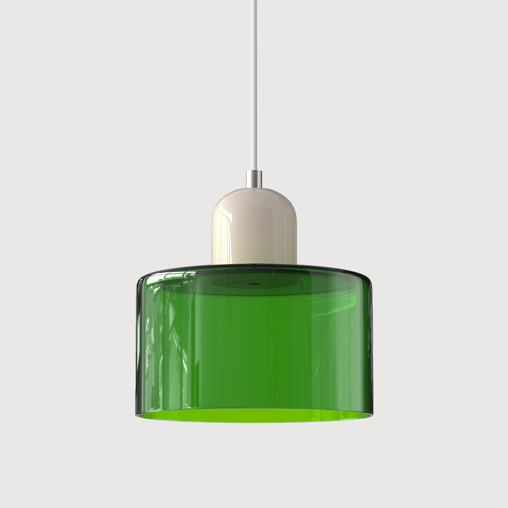 Mid-Century Modern Pendant Light Fixture with Warm White and Two-Tier Frosted Glass Shade