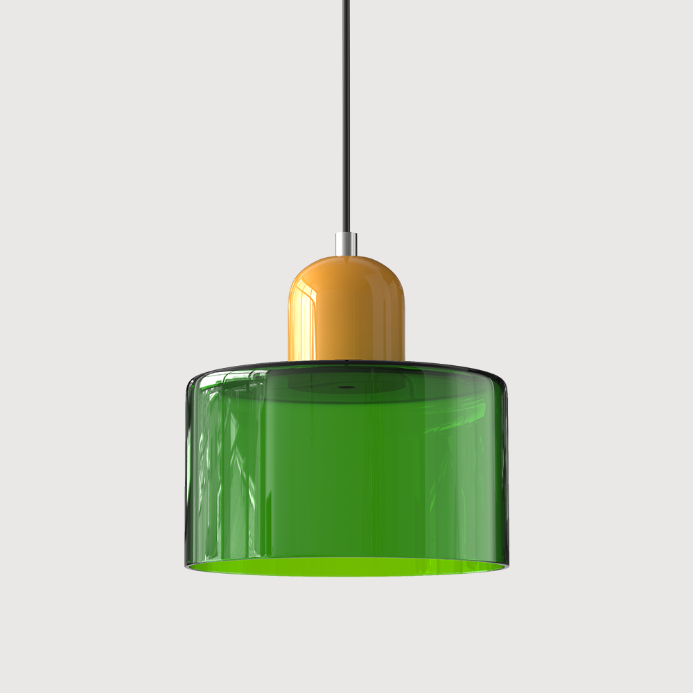 Mid-Century Modern Pendant Light Fixture with Warm White and Two-Tier Frosted Glass Shade