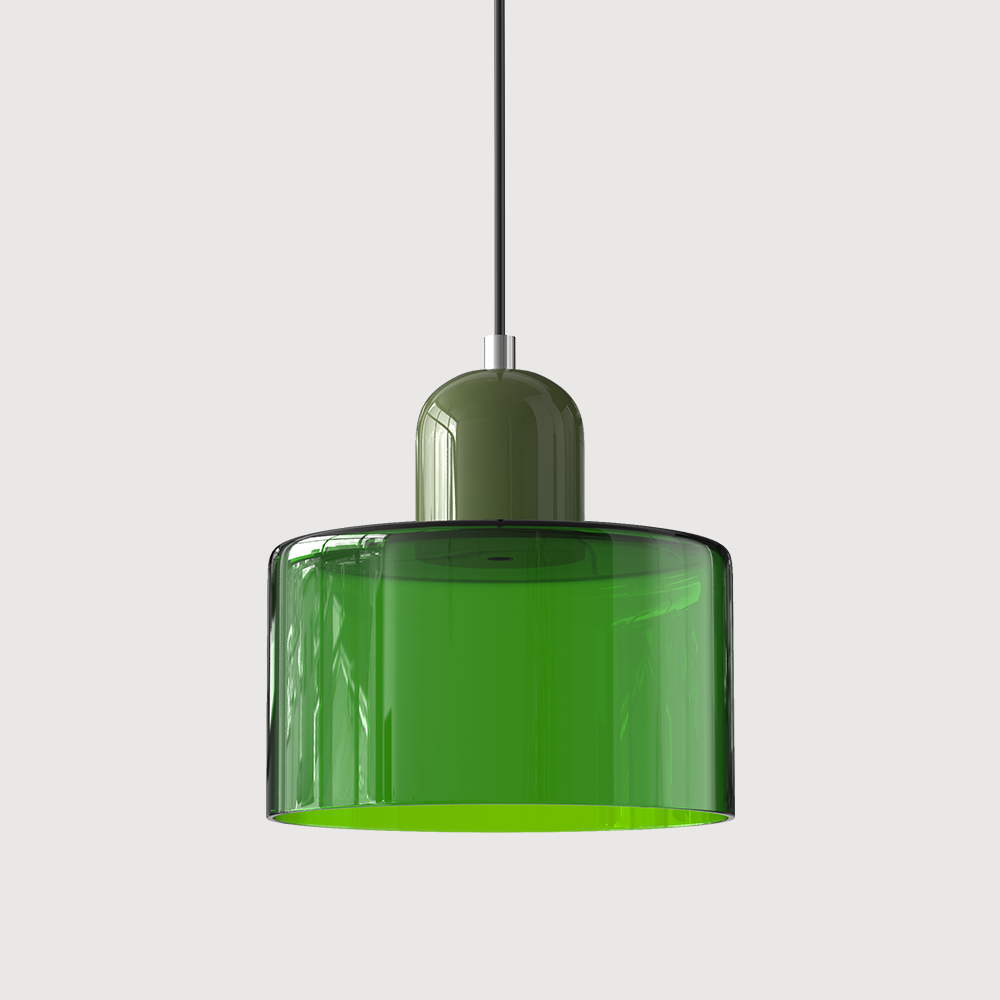 Mid-Century Modern Pendant Light Fixture with Warm White and Two-Tier Frosted Glass Shade