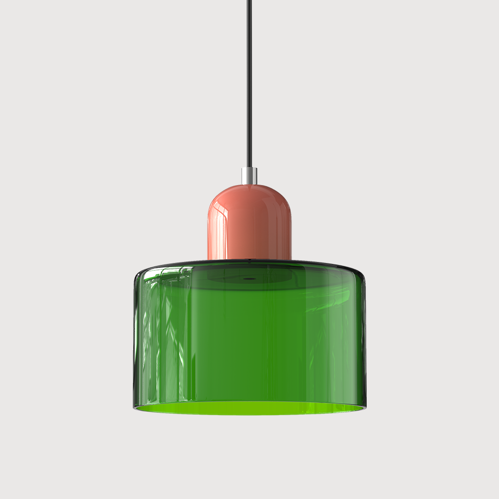 Mid-Century Modern Pendant Light Fixture with Warm White and Two-Tier Frosted Glass Shade