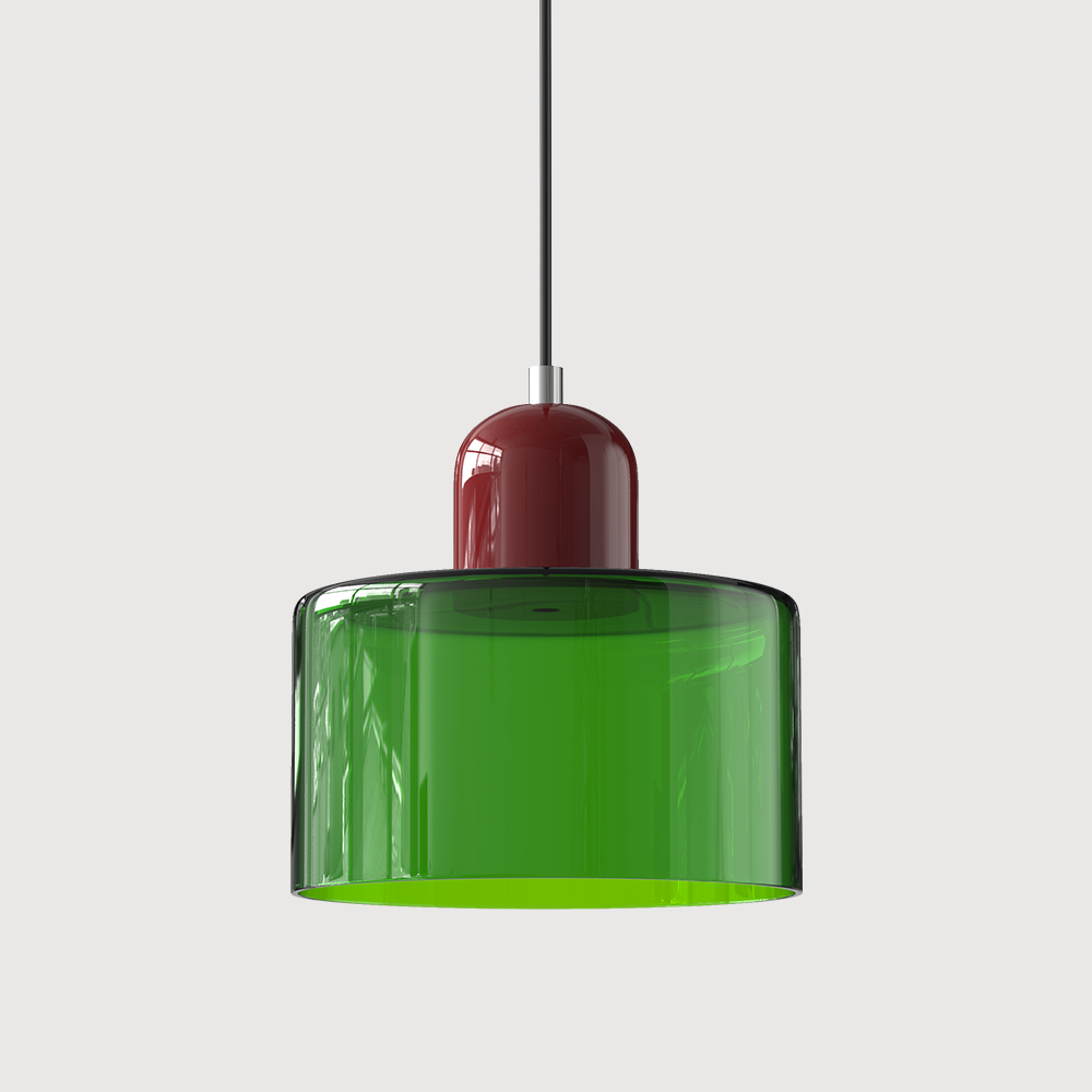 Mid-Century Modern Pendant Light Fixture with Warm White and Two-Tier Frosted Glass Shade