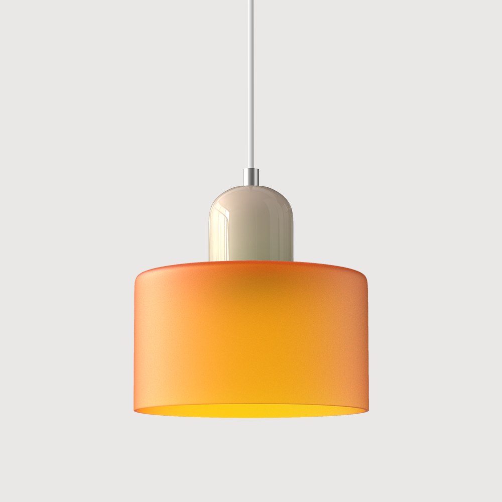 Mid-Century Modern Pendant Light Fixture with Warm White and Two-Tier Frosted Glass Shade