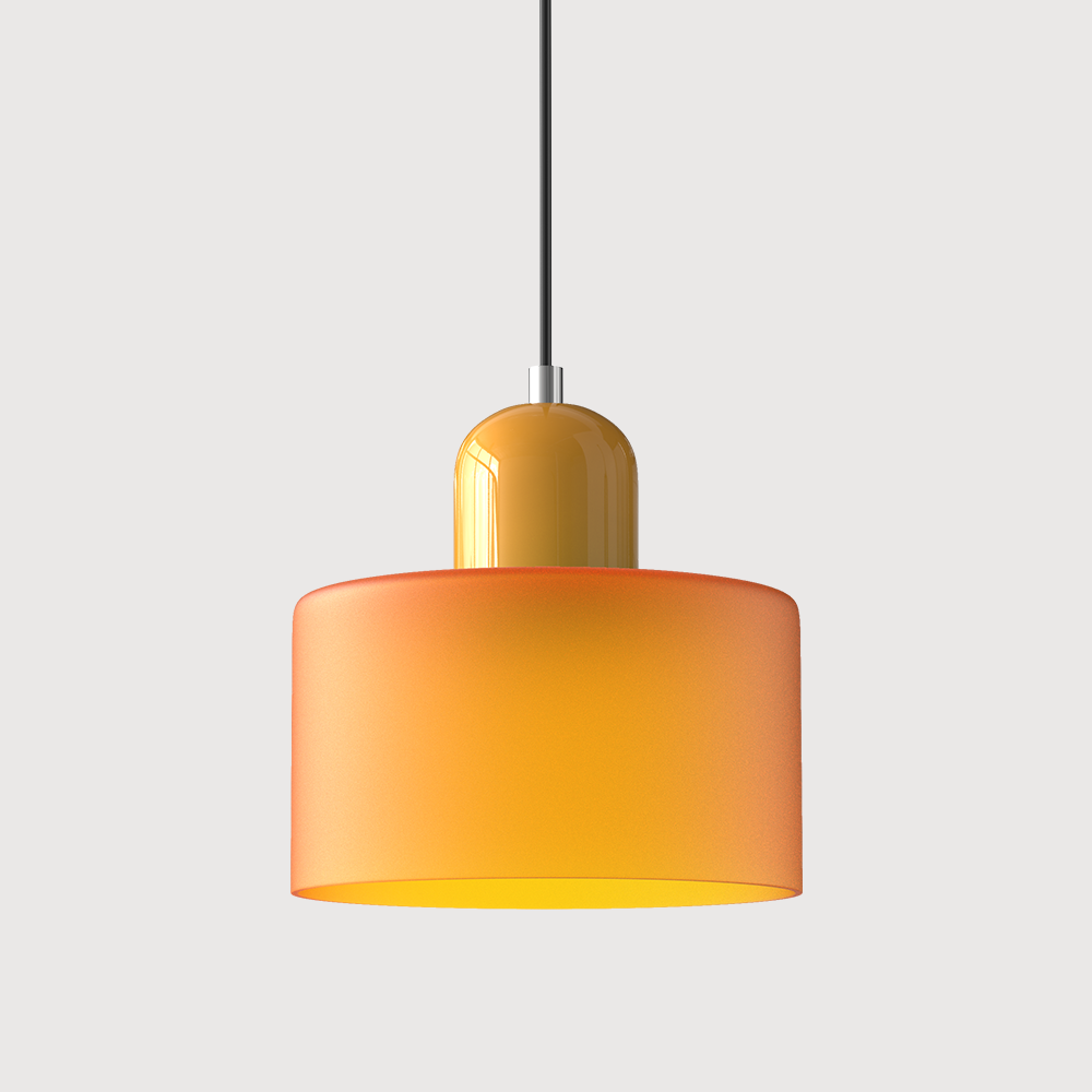 Mid-Century Modern Pendant Light Fixture with Warm White and Two-Tier Frosted Glass Shade