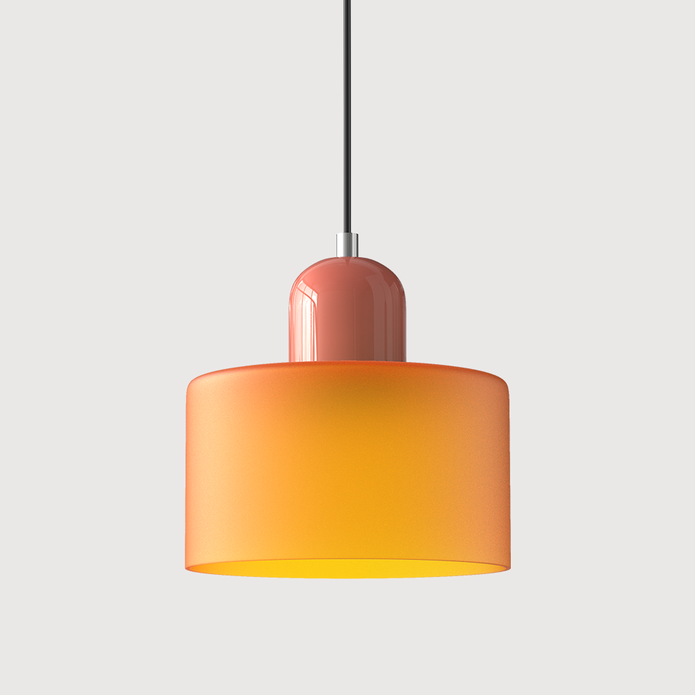 Mid-Century Modern Pendant Light Fixture with Warm White and Two-Tier Frosted Glass Shade