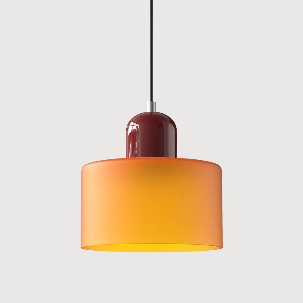 Mid-Century Modern Pendant Light Fixture with Warm White and Two-Tier Frosted Glass Shade