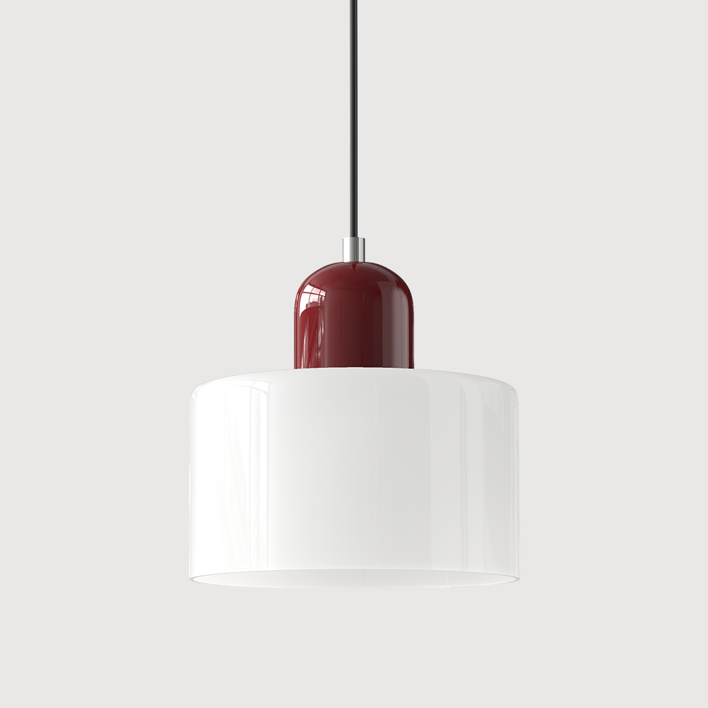 Mid-Century Modern Pendant Light Fixture with Warm White and Two-Tier Frosted Glass Shade