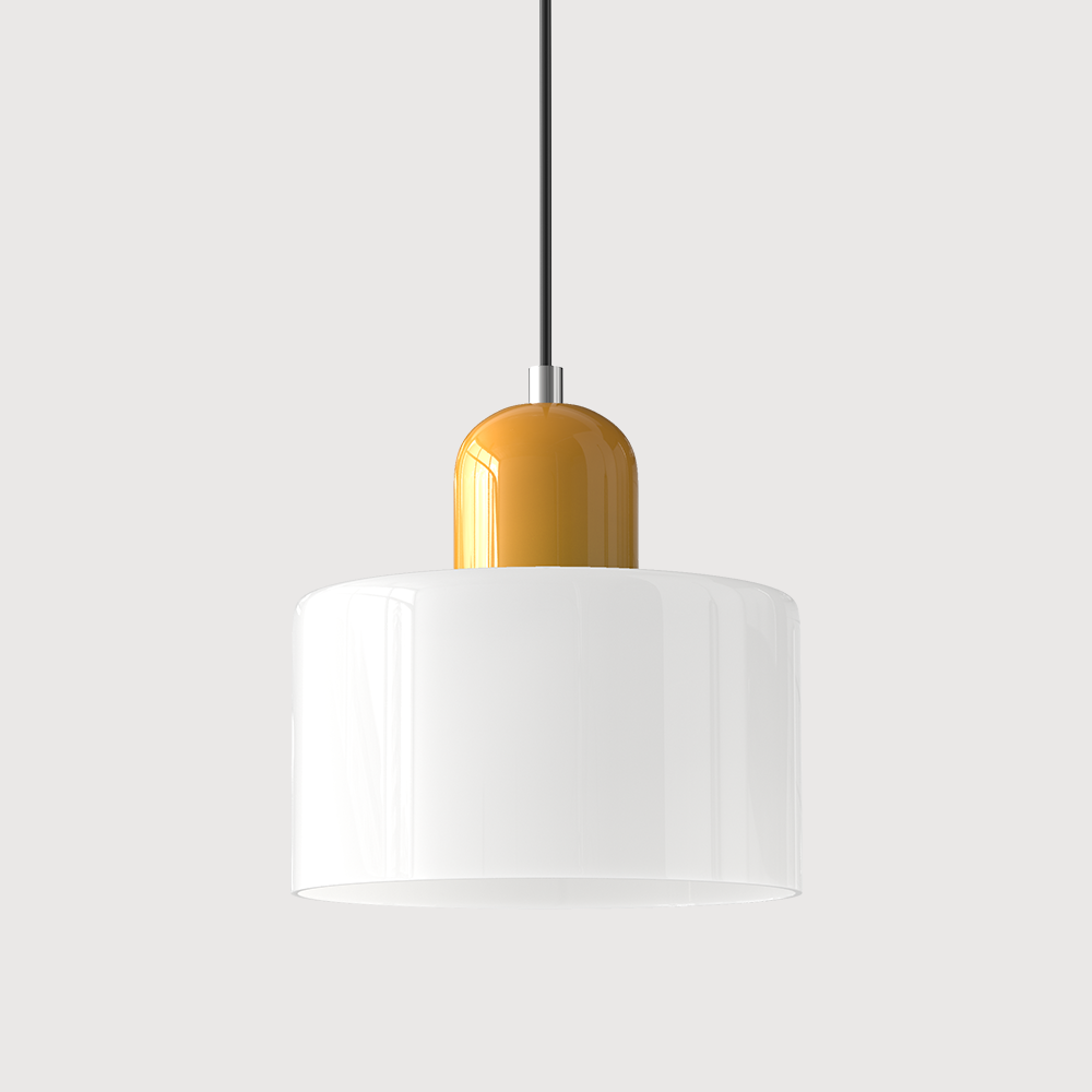 Mid-Century Modern Pendant Light Fixture with Warm White and Two-Tier Frosted Glass Shade