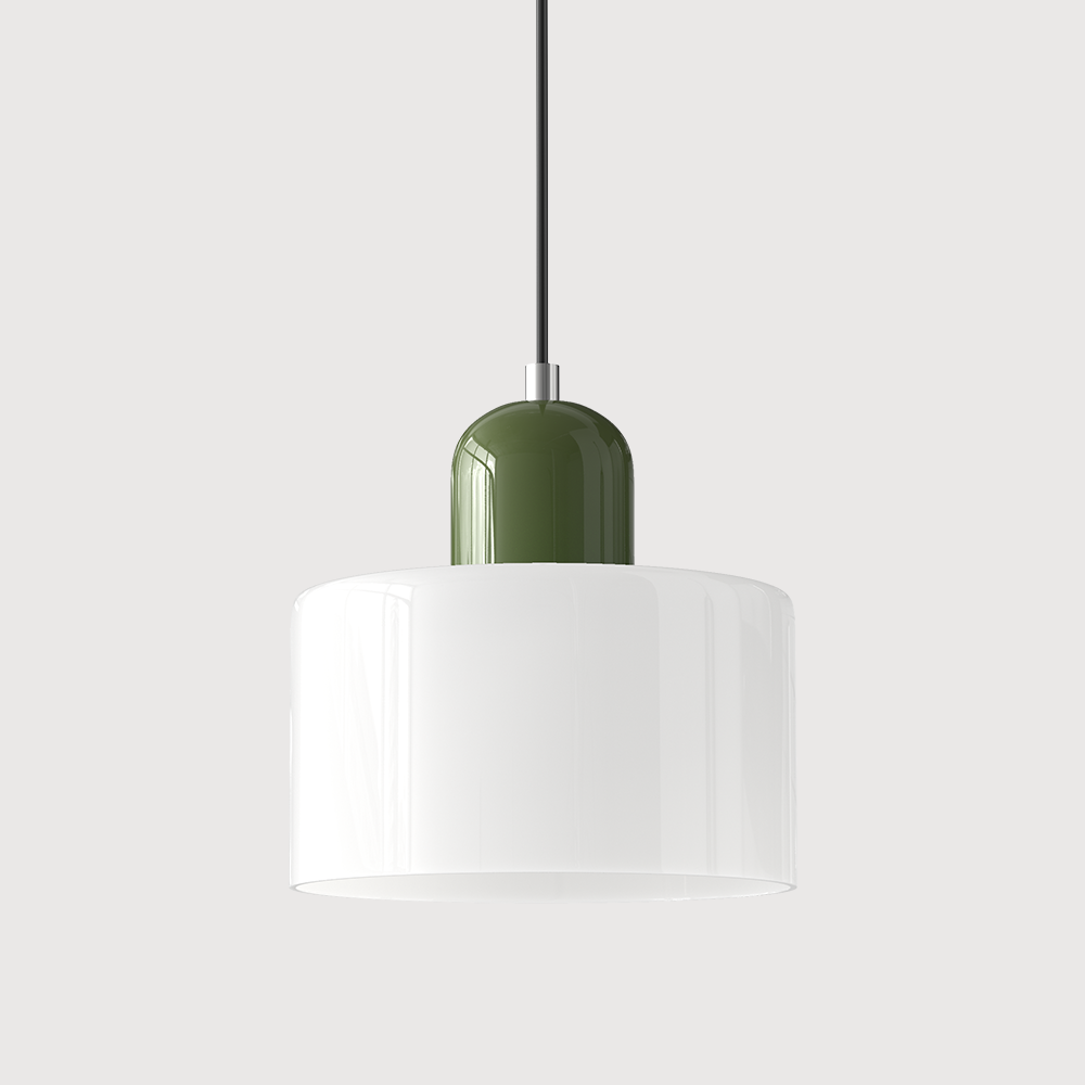 Mid-Century Modern Pendant Light Fixture with Warm White and Two-Tier Frosted Glass Shade
