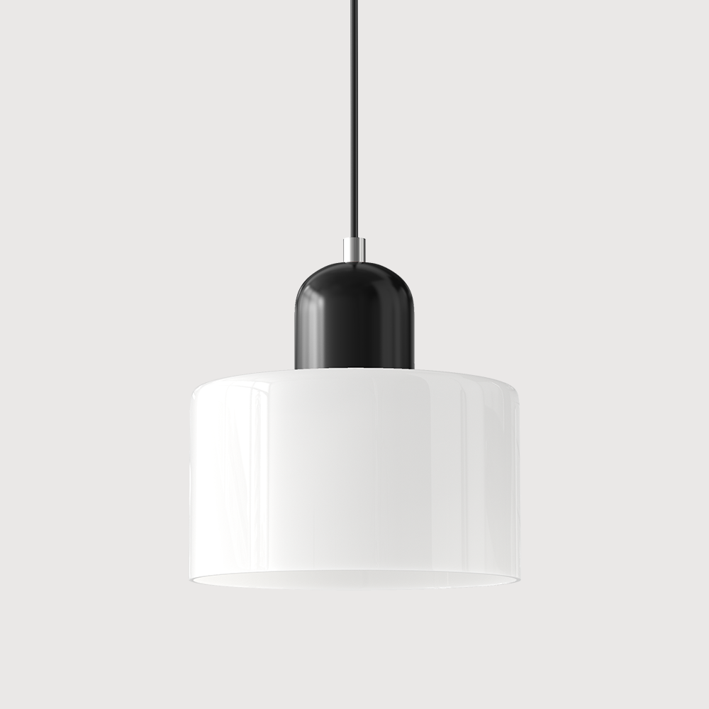 Mid-Century Modern Pendant Light Fixture with Warm White and Two-Tier Frosted Glass Shade