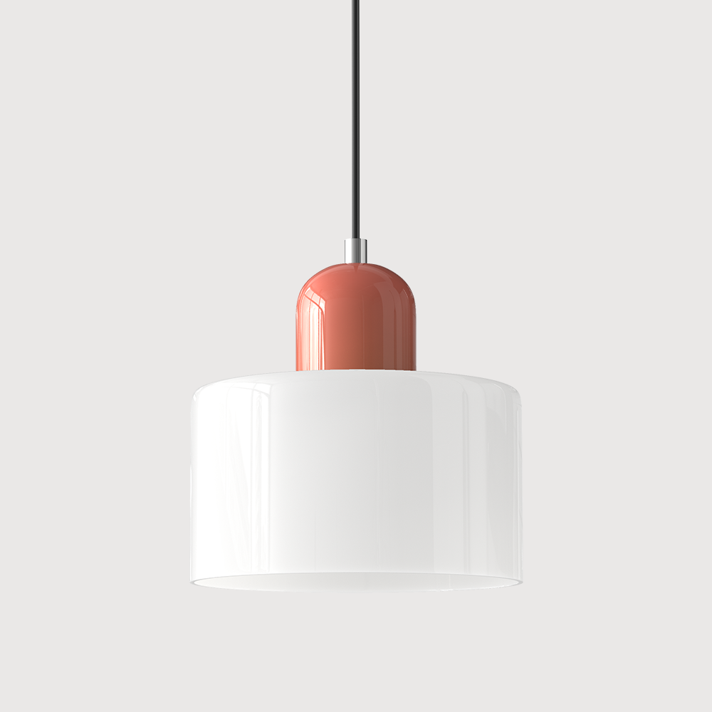Mid-Century Modern Pendant Light Fixture with Warm White and Two-Tier Frosted Glass Shade