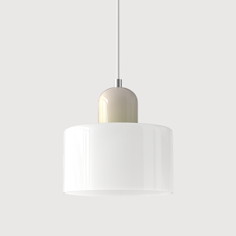 Mid-Century Modern Pendant Light Fixture with Warm White and Two-Tier Frosted Glass Shade