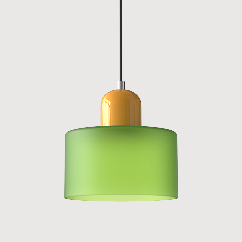 Mid-Century Modern Pendant Light Fixture with Warm White and Two-Tier Frosted Glass Shade