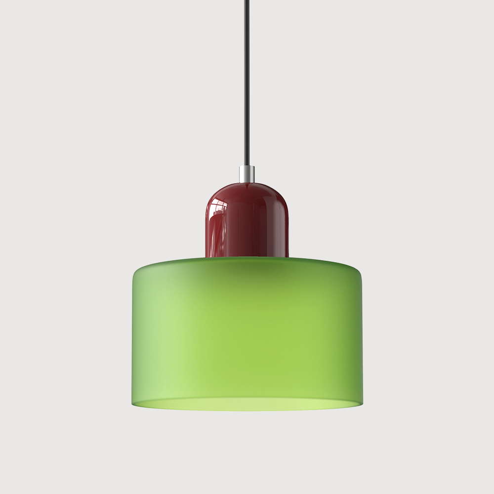 Mid-Century Modern Pendant Light Fixture with Warm White and Two-Tier Frosted Glass Shade