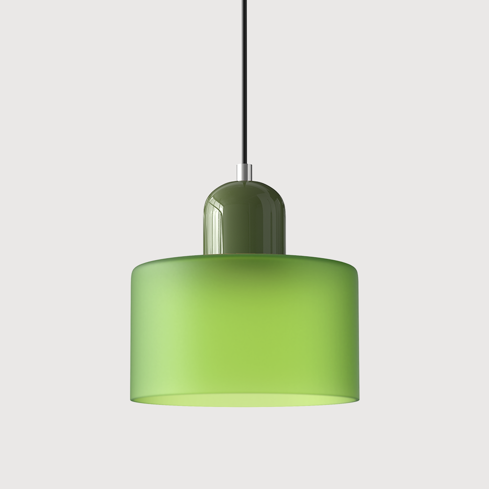 Mid-Century Modern Pendant Light Fixture with Warm White and Two-Tier Frosted Glass Shade
