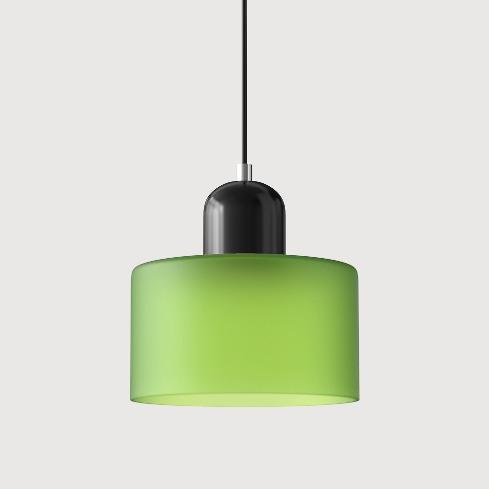 Mid-Century Modern Pendant Light Fixture with Warm White and Two-Tier Frosted Glass Shade