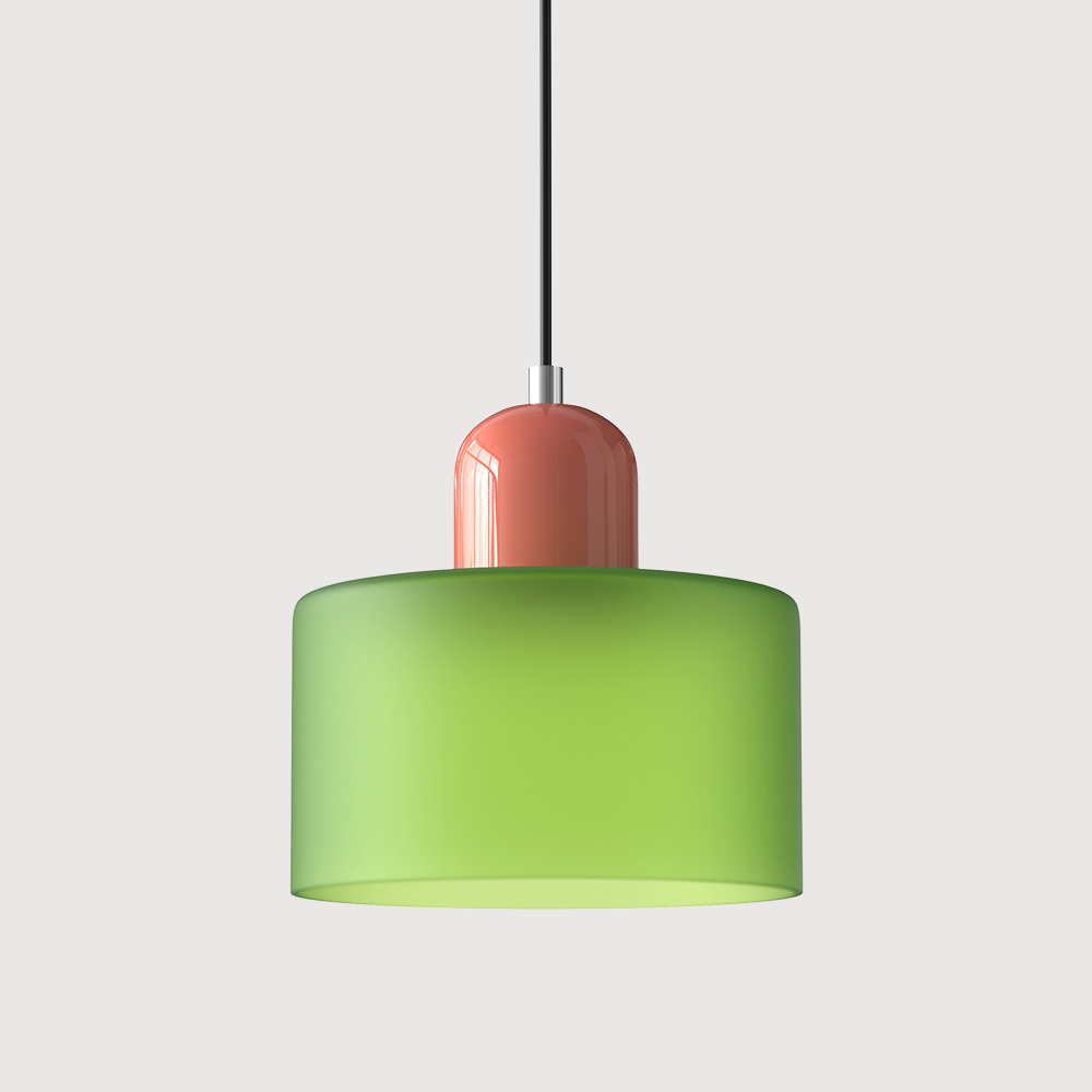 Mid-Century Modern Pendant Light Fixture with Warm White and Two-Tier Frosted Glass Shade