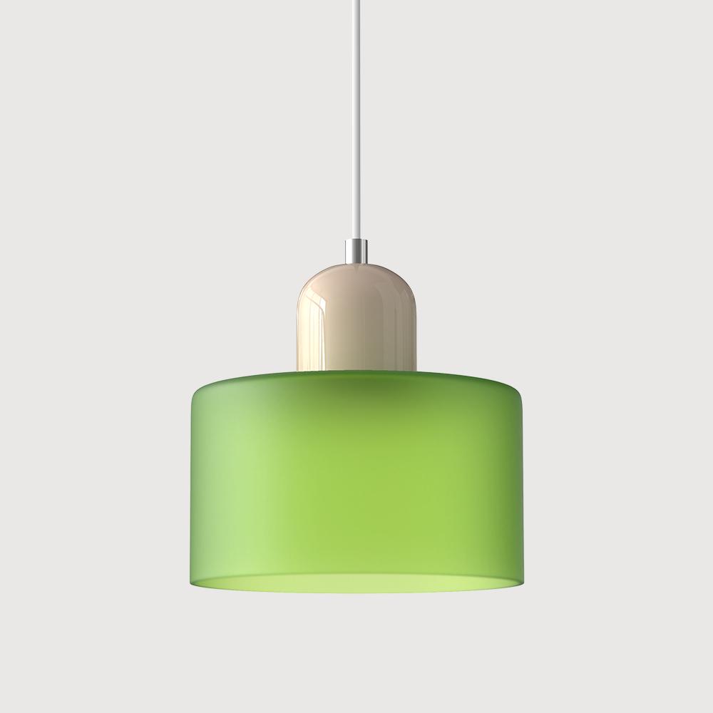 Mid-Century Modern Pendant Light Fixture with Warm White and Two-Tier Frosted Glass Shade