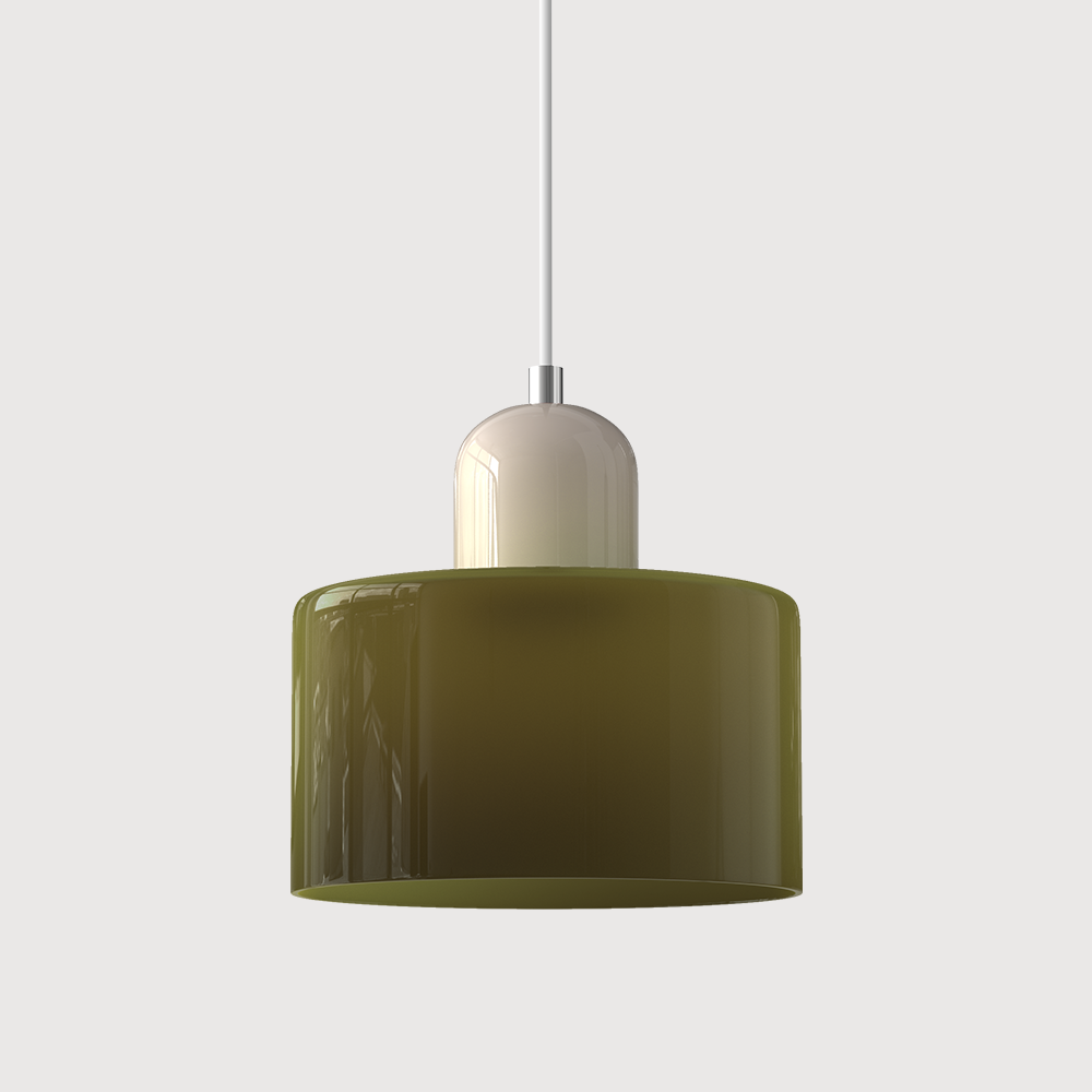 Mid-Century Modern Pendant Light Fixture with Warm White and Two-Tier Frosted Glass Shade