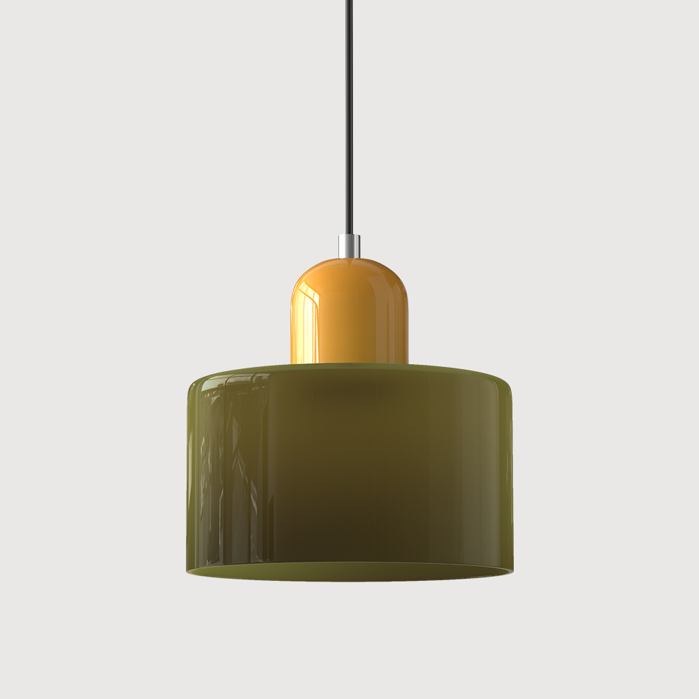 Mid-Century Modern Pendant Light Fixture with Warm White and Two-Tier Frosted Glass Shade