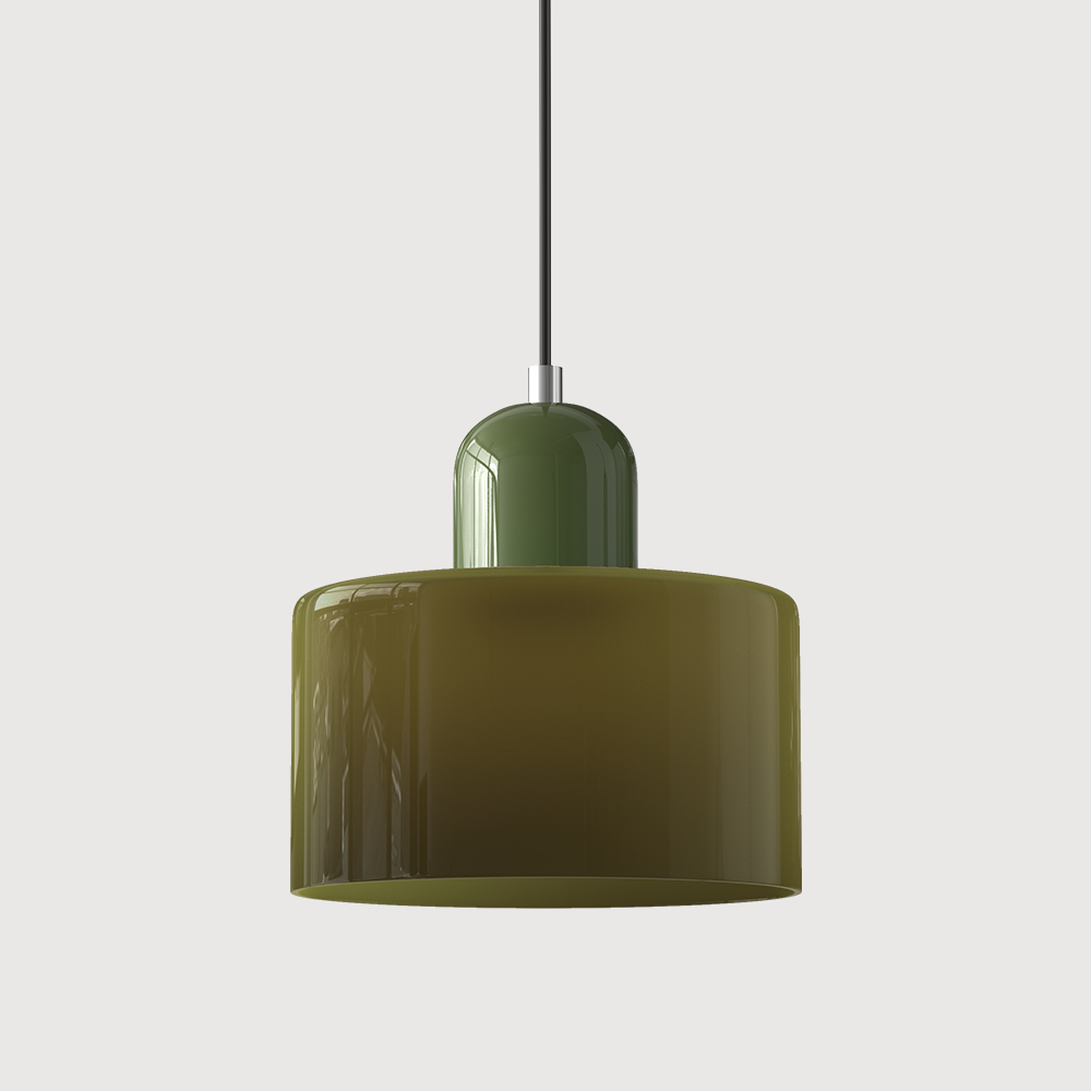 Mid-Century Modern Pendant Light Fixture with Warm White and Two-Tier Frosted Glass Shade