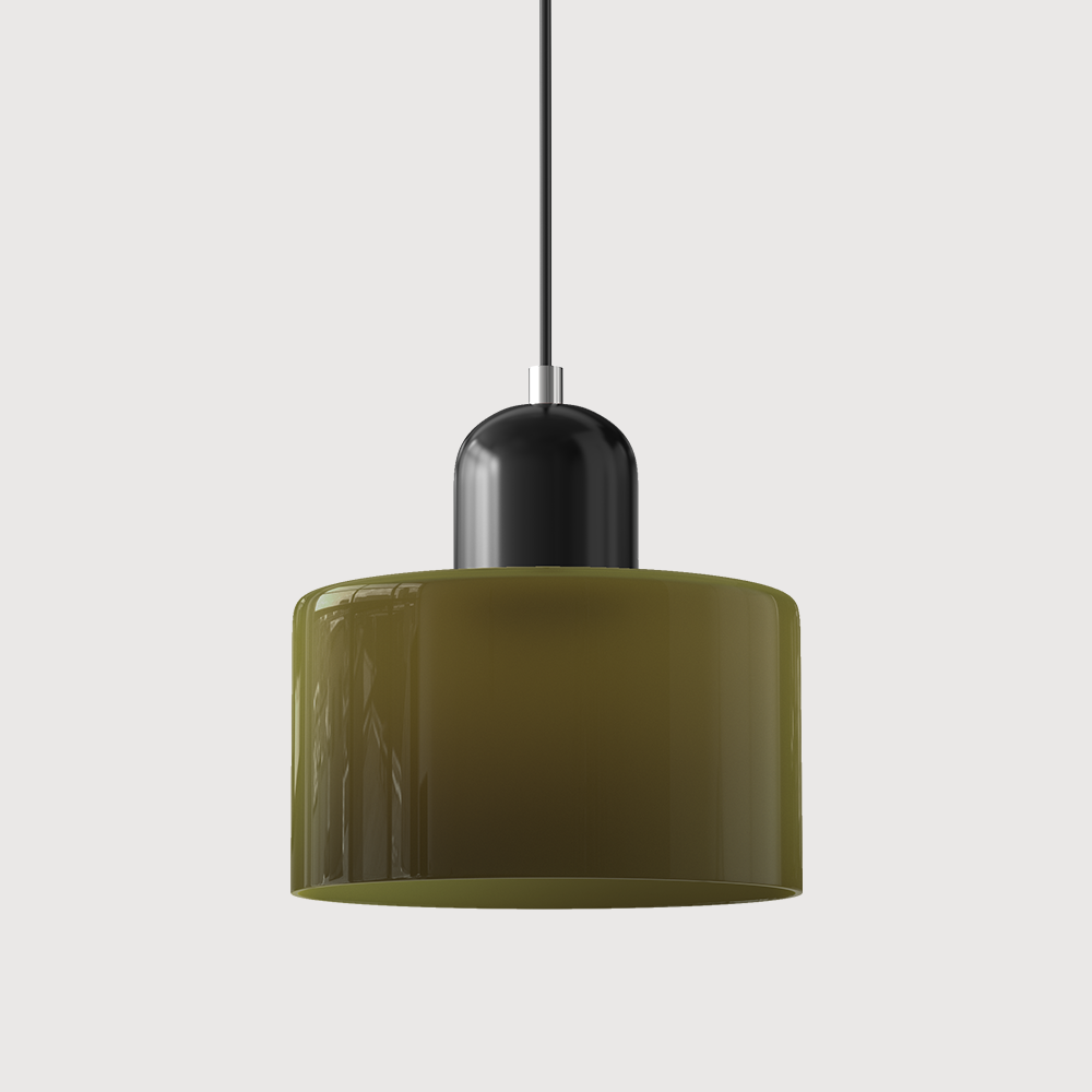 Mid-Century Modern Pendant Light Fixture with Warm White and Two-Tier Frosted Glass Shade