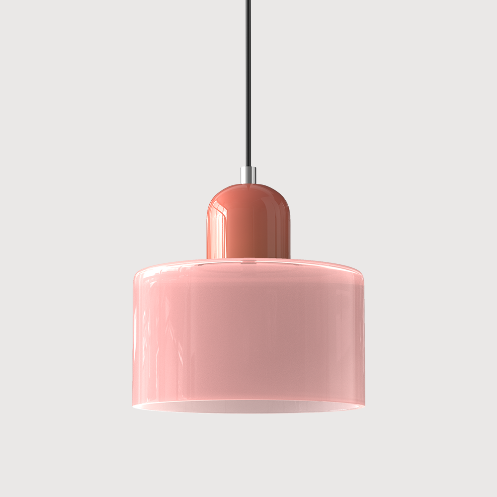 Mid-Century Modern Pendant Light Fixture with Warm White and Two-Tier Frosted Glass Shade